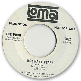 45 rpm vinyl record label scan of Loma 2062 - The Poor - How many tears