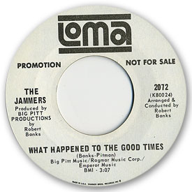 45 rpm vinyl record label scan of Loma 2072 - The Jammers - What happened to the good times