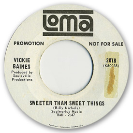 Loma records. Label scans of rare Loma 45 rpm vinyl records.   SNorthern Soul. Loma 2078 - Vickie Baines - sweeter than sweet things