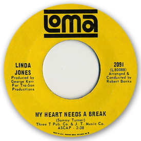 Loma 2091, Linda Jones - My heart needs a break on Loma records. Label scans of rare Loma 45 rpm vinyl records. Northern Soul.
