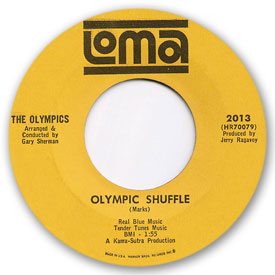 45 rpm vinyl record label scan of Loma 2013 - The Olympics - Olympic shuffle