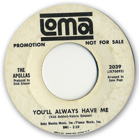 Loma records. Label scans of rare Loma 45 rpm vinyl records. Loma 2039: The Apollas - You'll always have me