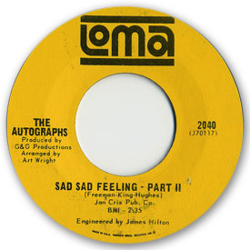 Loma records. Label scans of rare Loma 45 rpm vinyl records. Loma record labe scan. Loma 2040: The Autographs - Sad sad feeling part 2