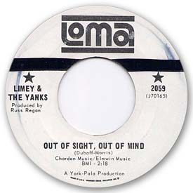 45 rpm vinyl record label scan of Loma 2059: Limey & The Yanks - Out of sight, out of mind