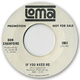 45 rpm vinyl record label scan of Loma 2063 - Don Crawford - If you need me