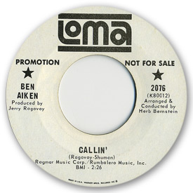 Loma records. Label scans of rare Loma 45 rpm vinyl records. Northern soul. Loma 2076: Ben Aiken - Callin'