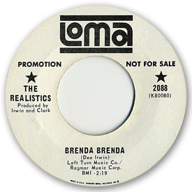 45 rpm vinyl record label scan of Loma 2088: The Realistics - Brenda Brenda