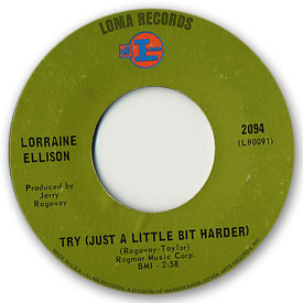45 rpm vinyl record label scan of Loma 2094 - Lorraine ellison Try (Just a little bit harder)
