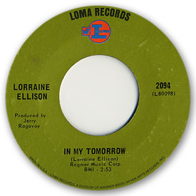 45 rpm vinyl record label scan of Loma 2094 - Lorraine Ellison - In my tomorrow