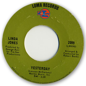 Loma records. Label scans of rare Loma 45 rpm vinyl records. Soul music. Loma 2099 - Linda Jones - Yesterday