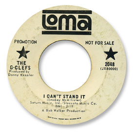 Vinyl record label scan of Loma 2048 - The G-Clefs - I can't stand it. 45 rpm from June 1966.